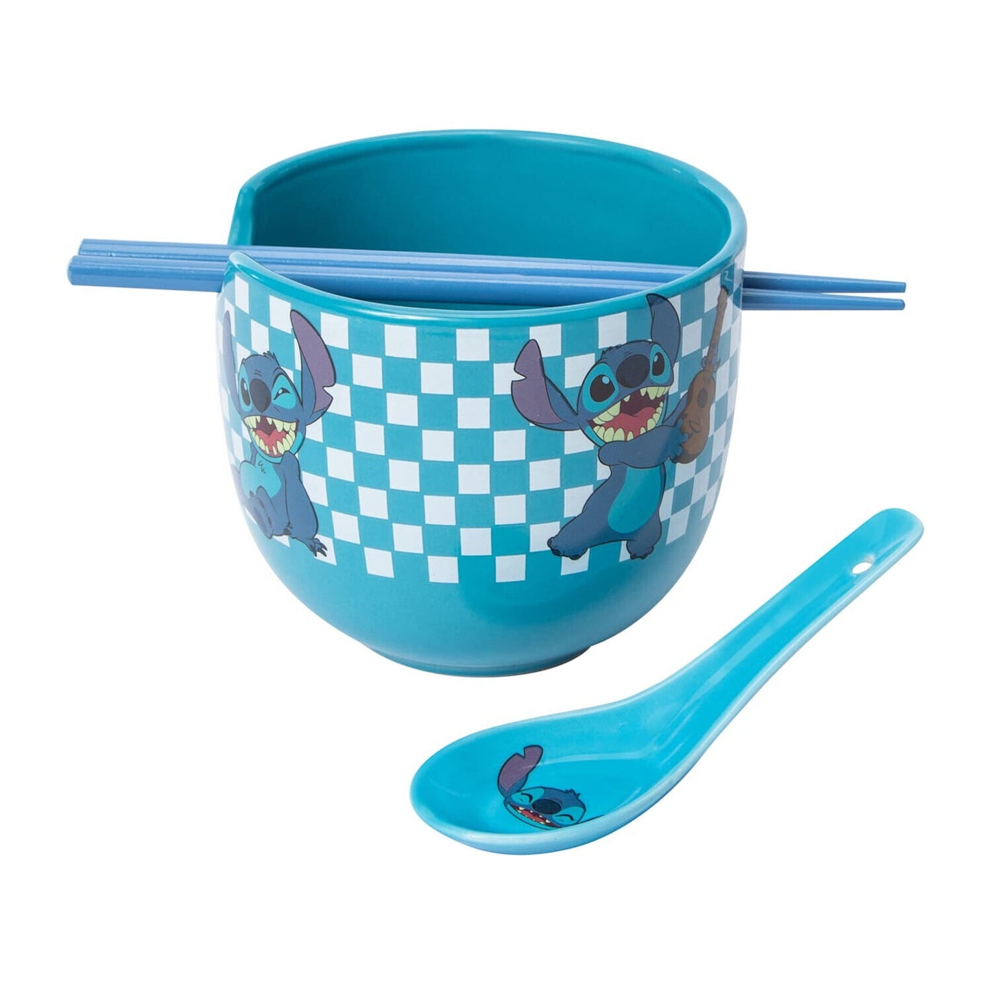 🔥Disney Stitch Ramen Noodle Bowl with Chopsticks 16oz Ceramic BNWT🔥