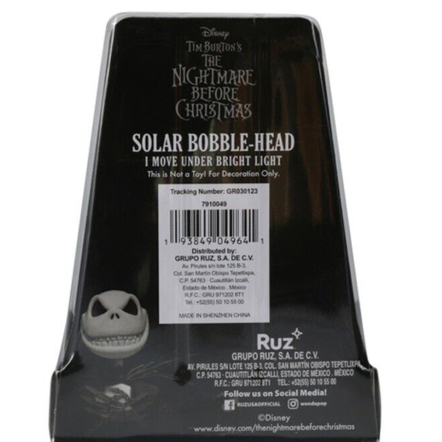 🔥Disney Santa Jack Skellington Solar Bobblehead Nightmare Before Christmas NWT