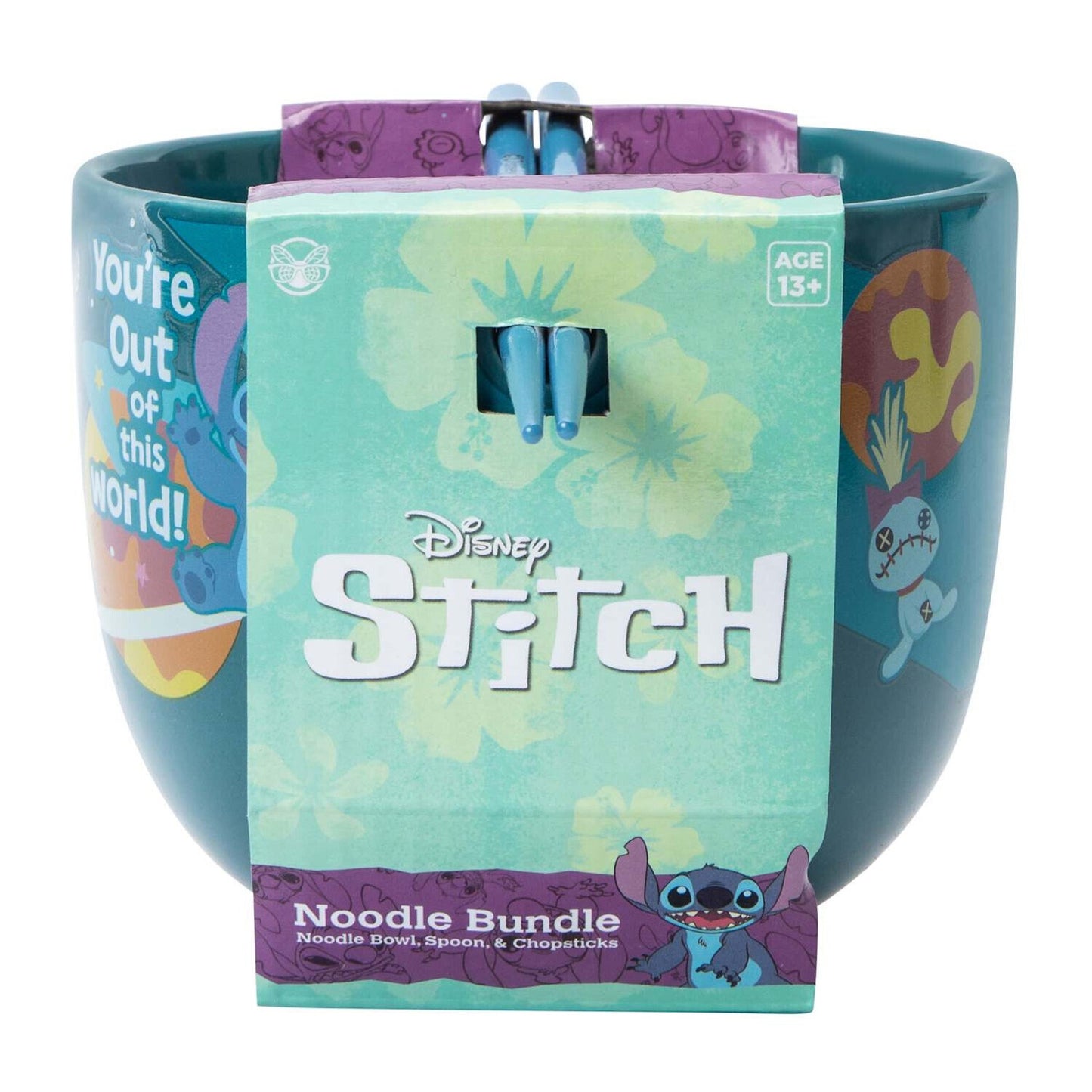 🔥Disney Stitch Ramen Noodle Bowl with Spoon & Chopsticks 16oz Ceramic BNWT🔥