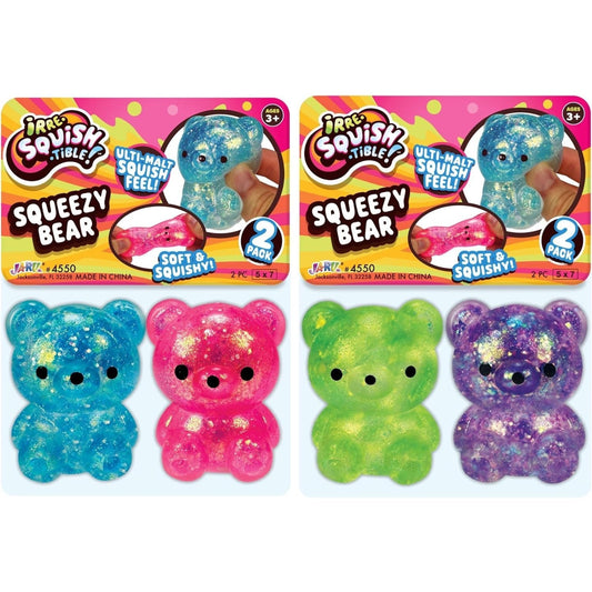 🔥Ja-Ru Irresquishtible! Squeezy Bear 4pk Squish Stretchy Glitter BNWT🔥