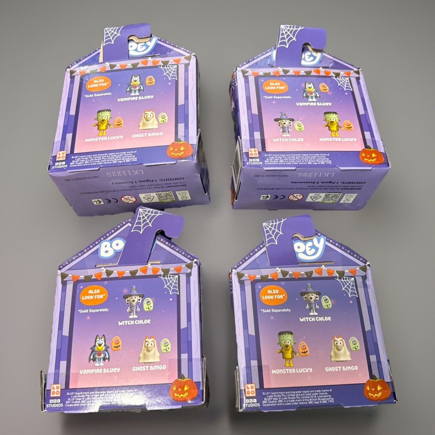 🔥Bluey Booey Figures Set of 4 Complete Chloe Bingo Lucky Halloween BNWT🔥