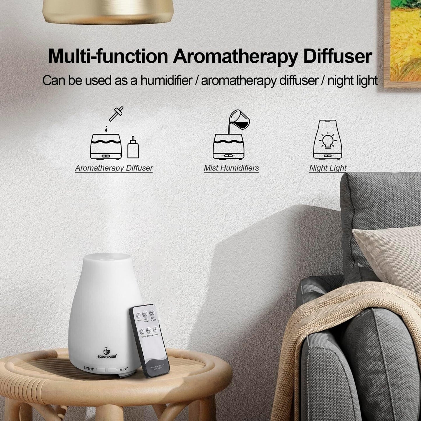 🔥Remote Aromatherapy Essential Oil Diffuser 7 Color Lights BNWT🔥