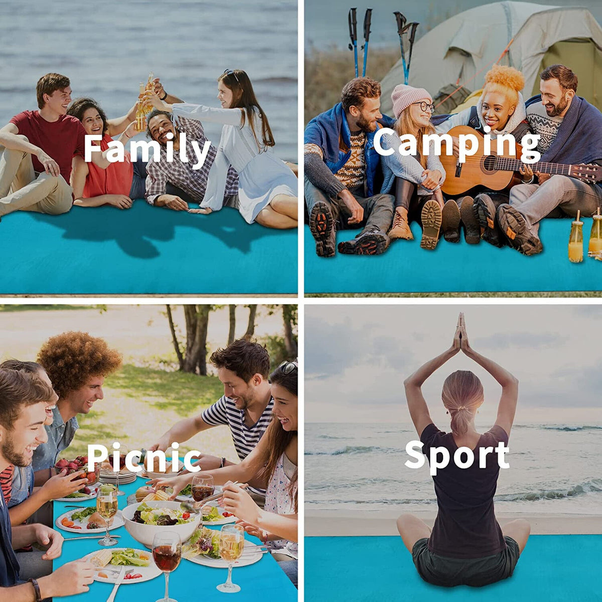 🔥Beach Blanket 83”x79” Sandproof Beach Mat, Waterproof Sand Free Picnic NWT🔥