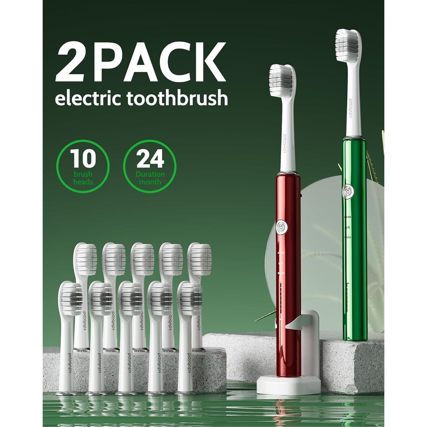 🔥2 Pack Sonic Electric Toothbrushes with 10 Brush Heads BNWT🔥