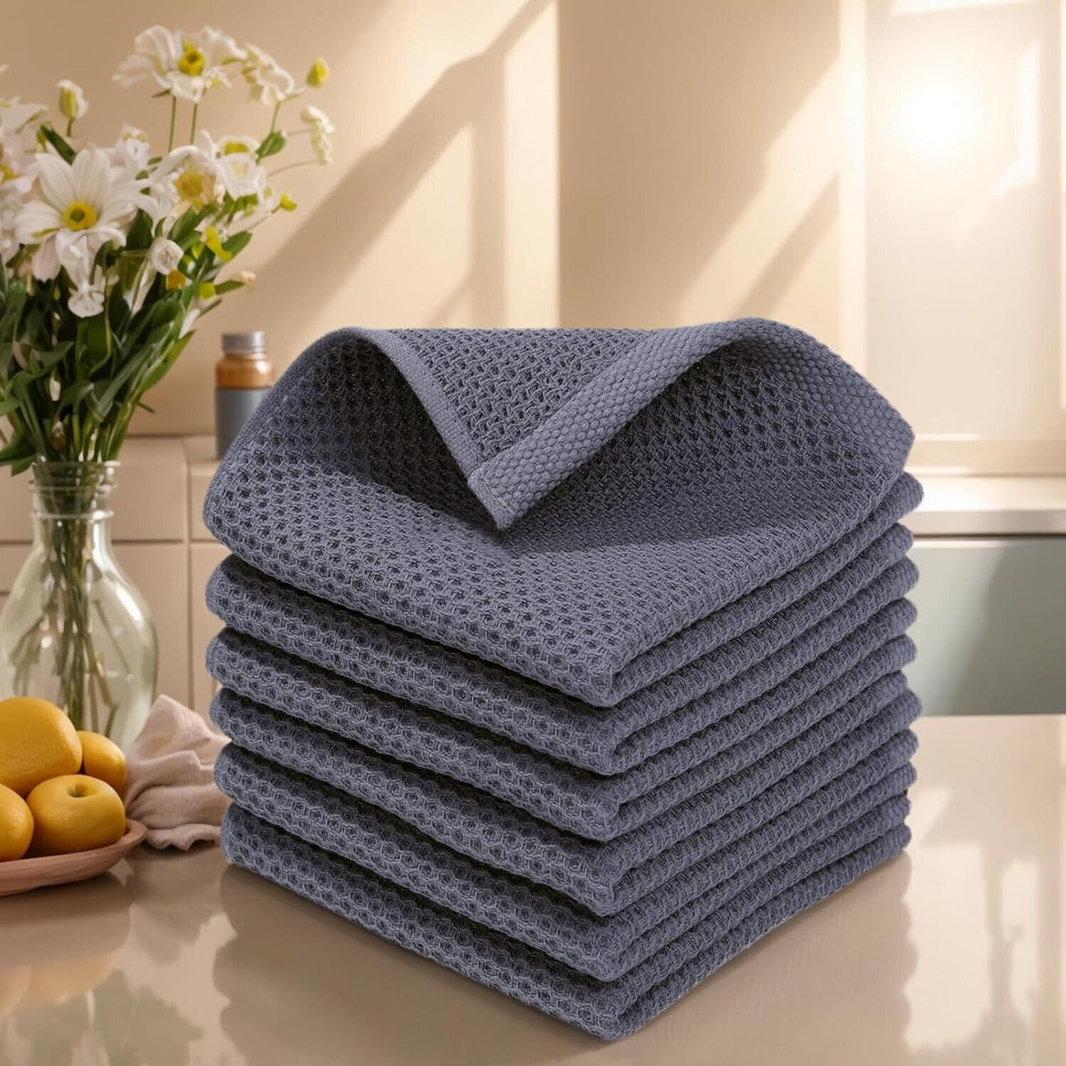 🔥Cotton Waffle Weave Kitchen Dish Cloths Quick Drying Dish Towels 2X12 2PK NWT