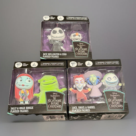 🔥Disney Nightmare Before Christmas Flocked Figures Set of 3 BNWT🔥