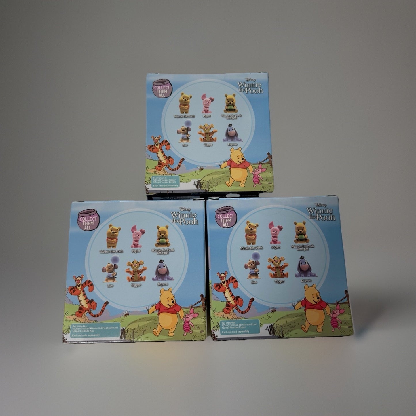 🔥Disney Winnie the Pooh 6 Flocked Figures Pooh Tigger Eeyore Roo Piglet NWT🔥
