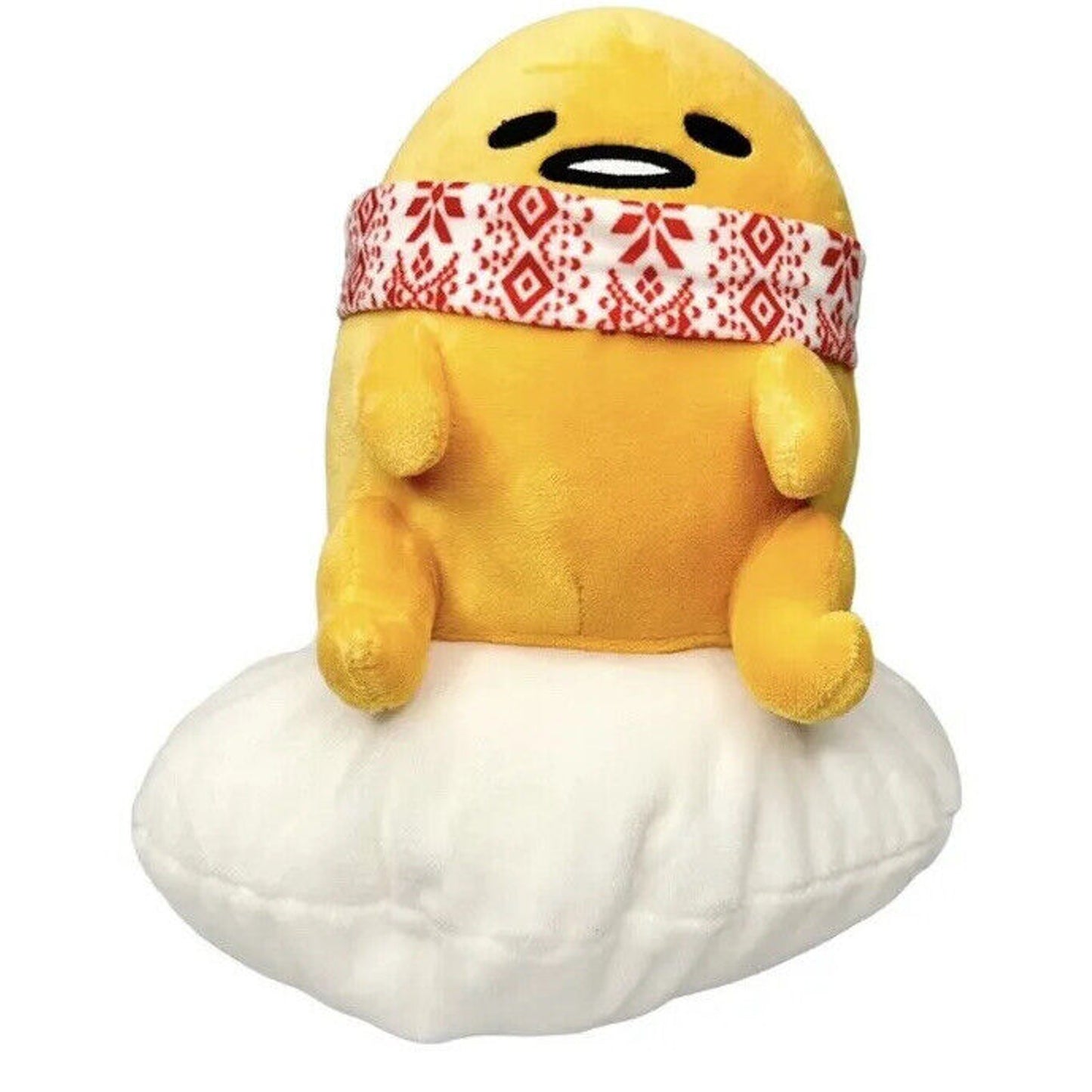 🔥Sanrio 9" Gudetama Plush The Lazy Egg 2022 Red White Scarf HTF RARE BNWT🔥