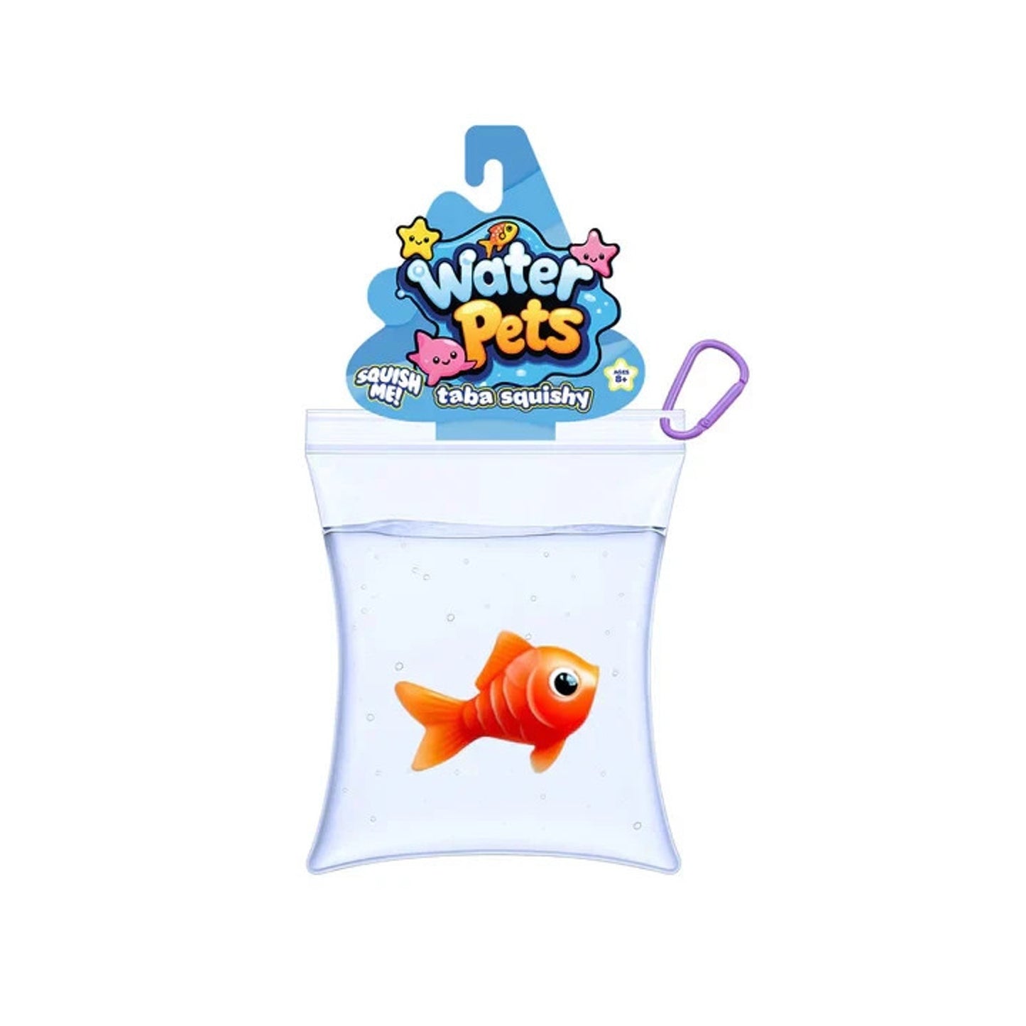 🔥Water Pets Taba Squishy Gold Fish Squeeze Toy Pet In A Bag Clip YELLOW BNWT🔥