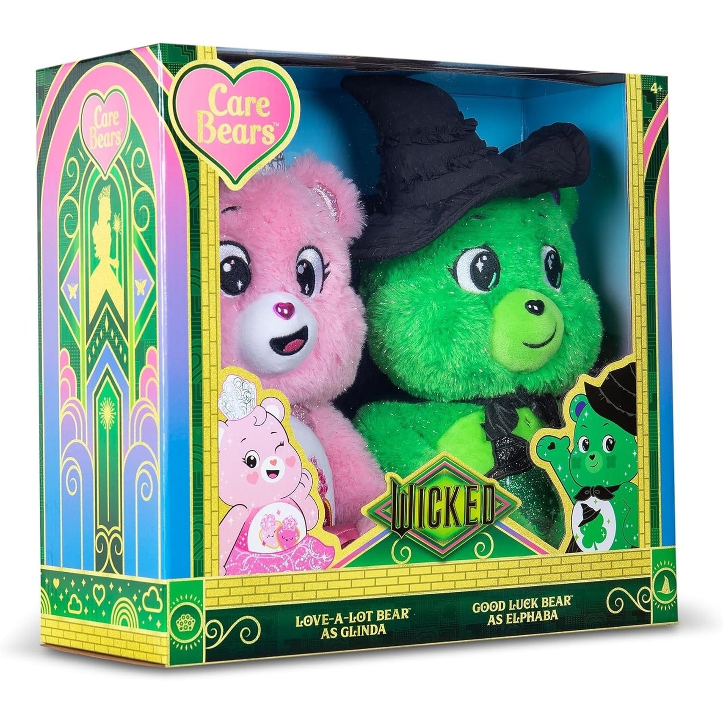 🔥Care Bears x Wicked 2pk Love-a-Lot Bear as Glinda & Good Luck Bear as Elpha🔥