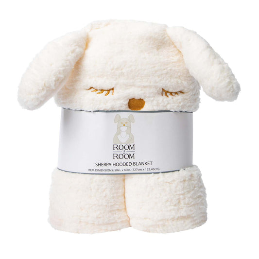 🔥Bunny Sherpa Hooded Blanket 50in x 60in White BNWT🔥