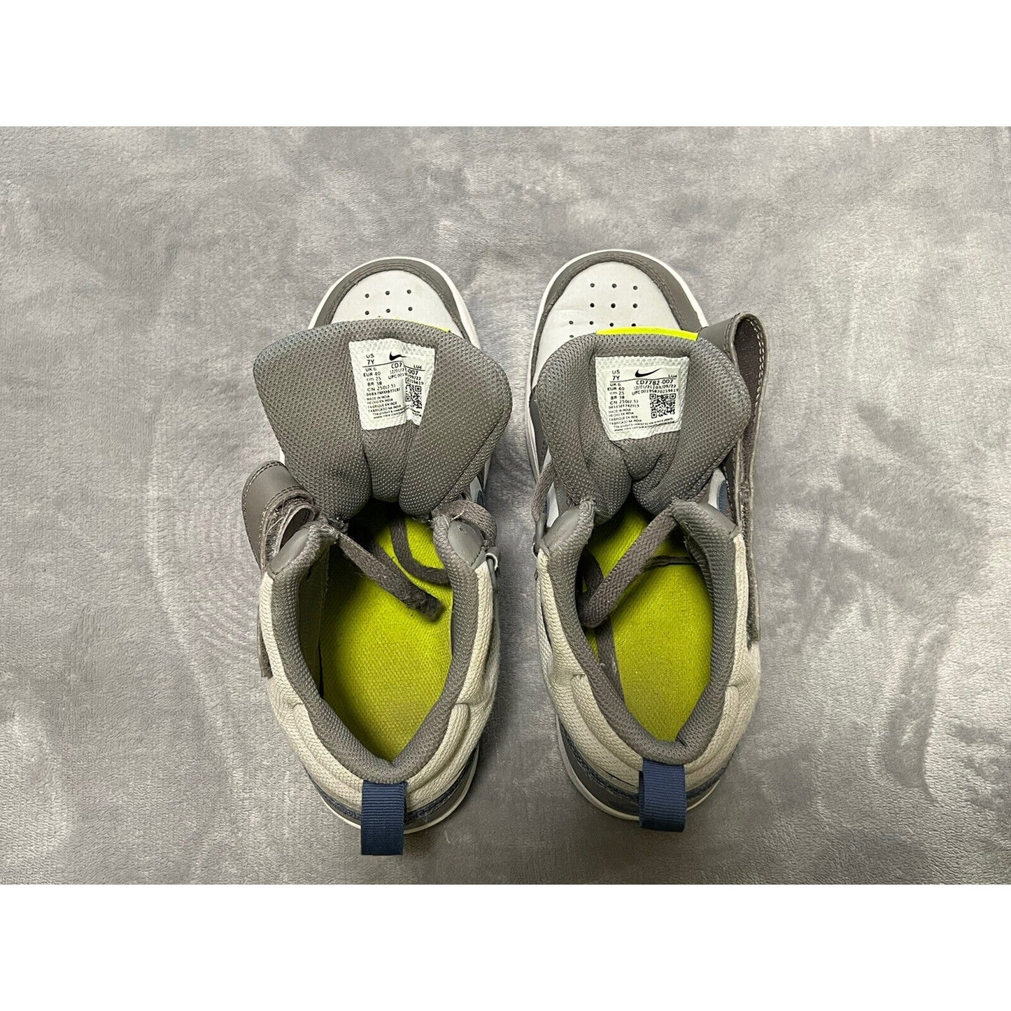 🔥Nike Big Kids Court Borough Mid 2 in Grey Fog/Mystic Navy (7Y) CD7782-007🔥