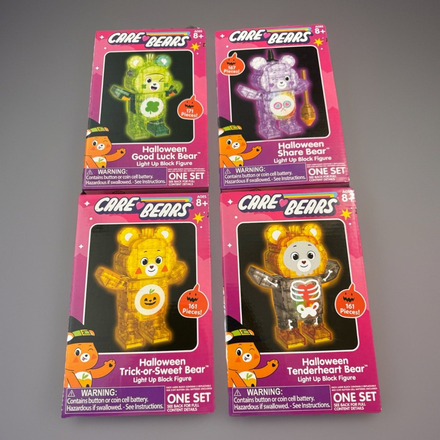 🔥Care Bears Halloween Light Up Block Figures-full Set of 4 2025 BNWT🔥