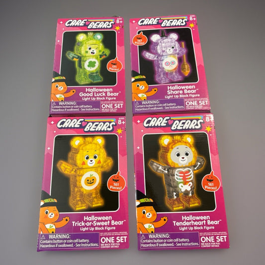 🔥Care Bears Halloween Light Up Block Figures-full Set of 4 2025 BNWT🔥