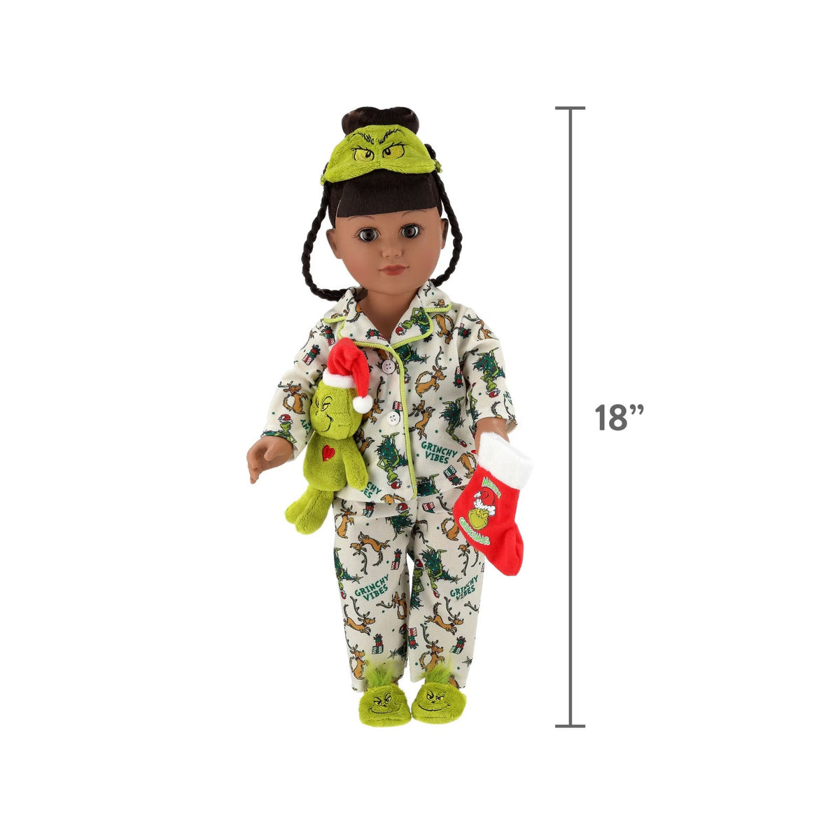 🔥My Life As Poseable Grinch Sleepover 18in Doll Brunette +Brown Eyes BNWT🔥