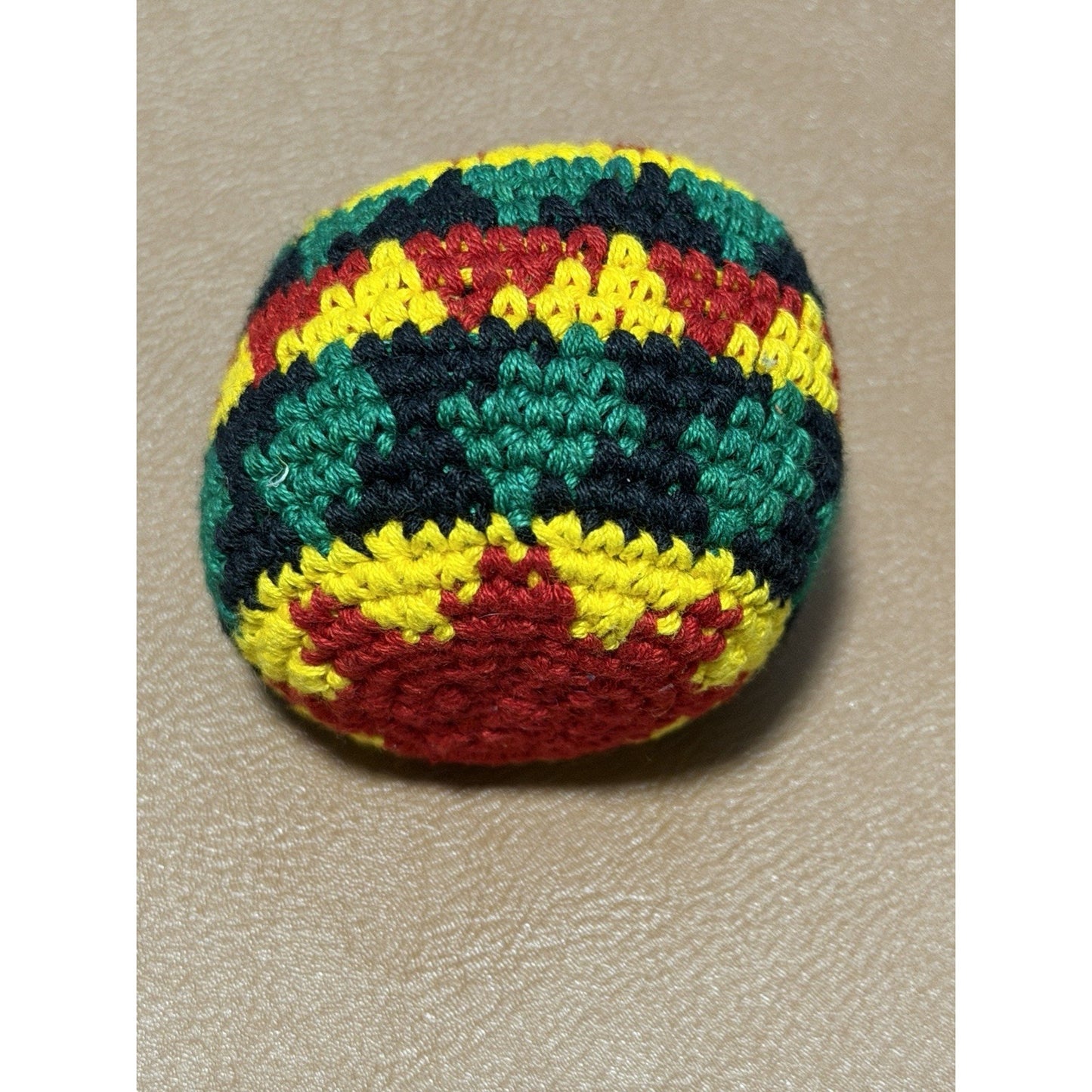 🔥World Footbag Rasta Crochet Hacky Sack Red Top BNWT🔥