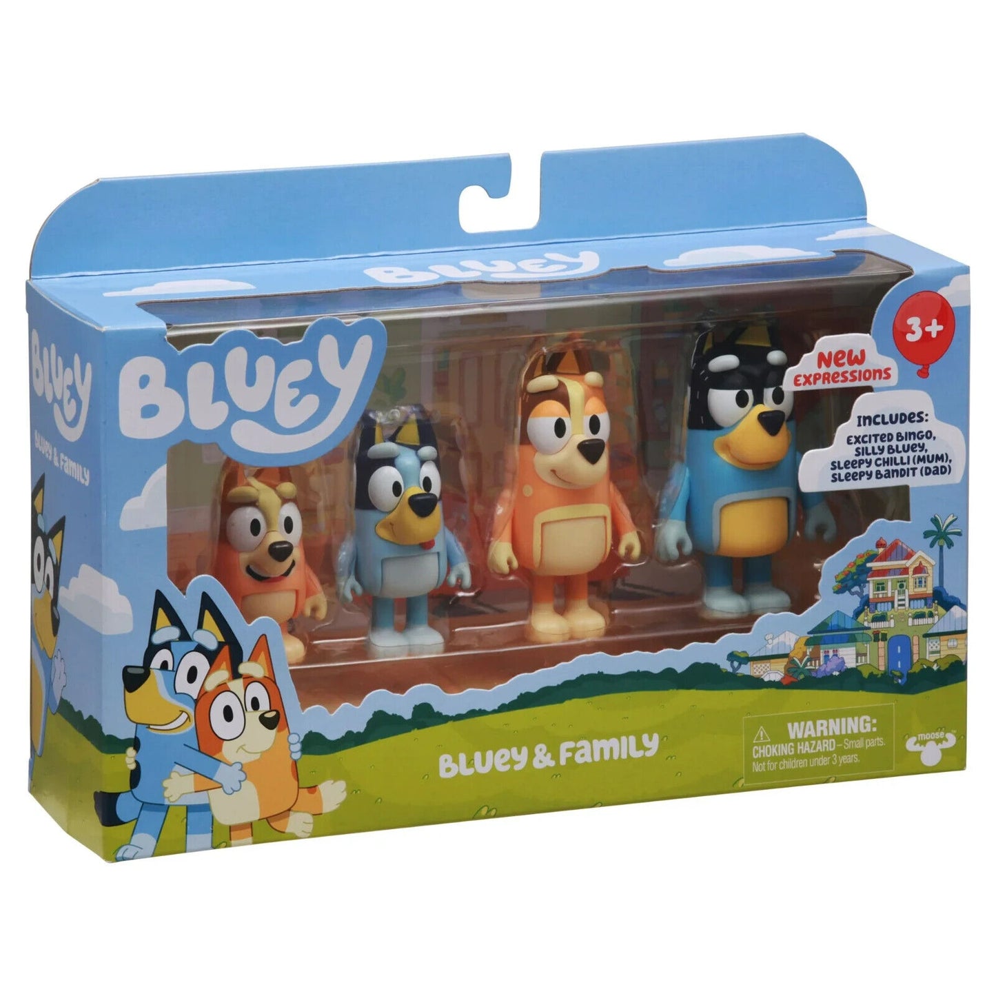 🔥Bluey Family New Expression Figure 4-Pack Mum Dad Bingo Bluey SET NWT💥