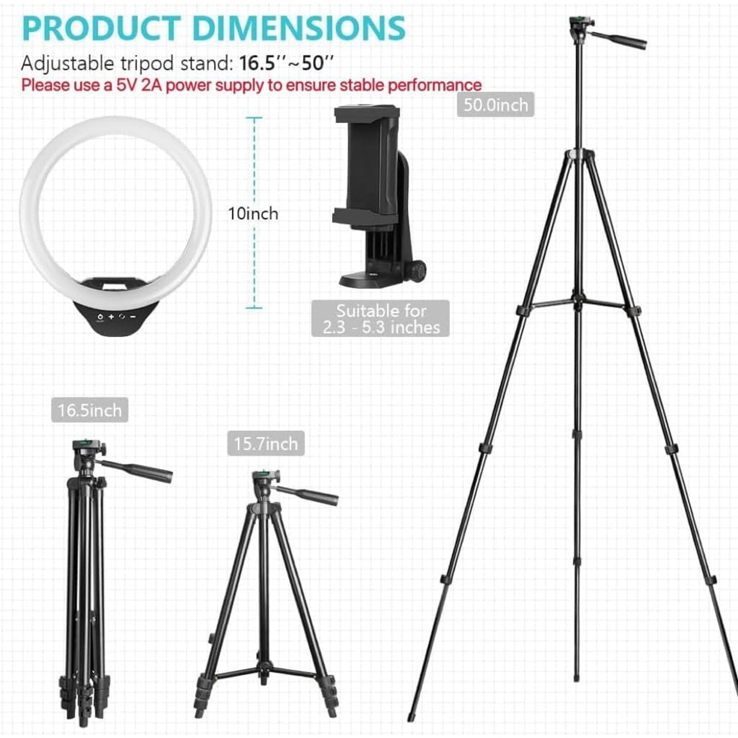 🔥Sensyne 10'' Ring Light with 50'' Extendable Tripod Stand LED Circle Lights🔥