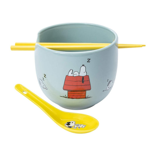 🔥Snoopy Ramen Noodle Bowl with Spoon & Chopsticks 16oz Ceramic BNWT🔥