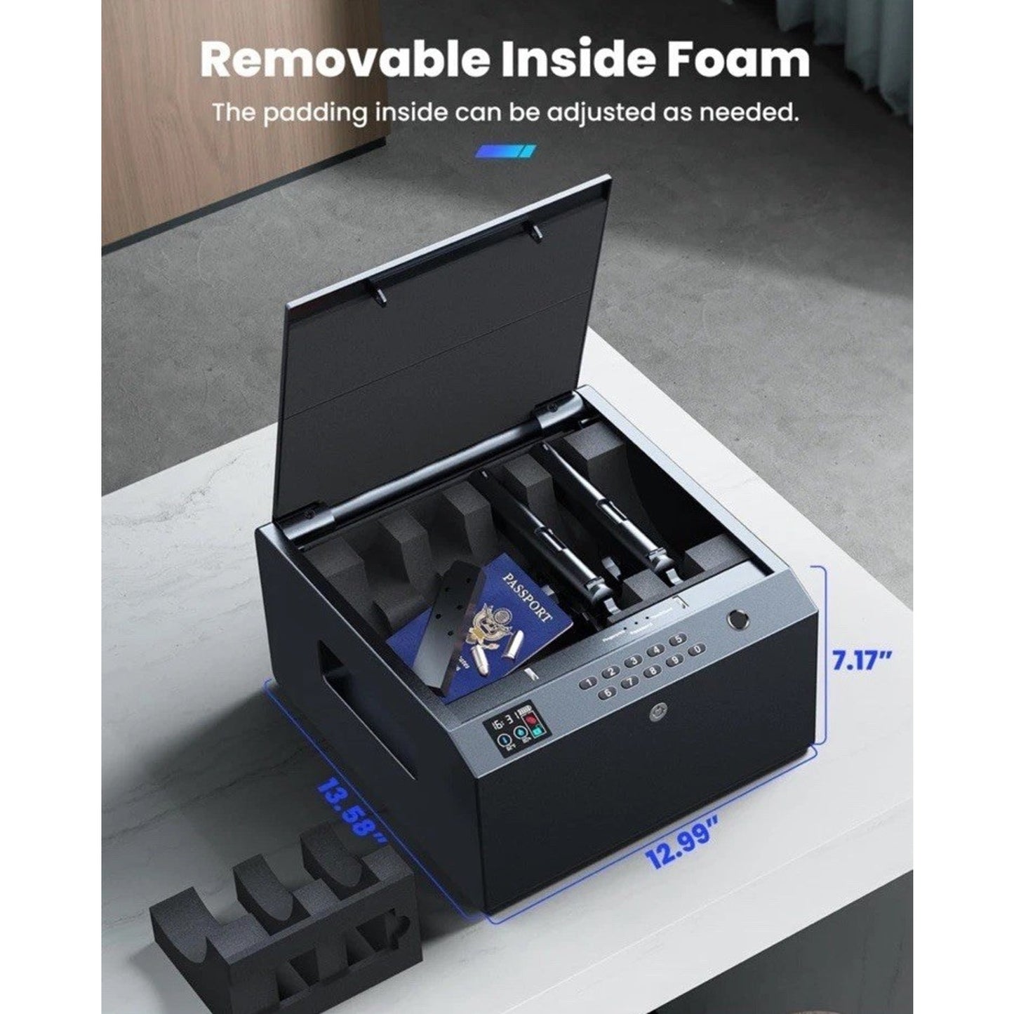 🔥4-Pistol Biometric Gun Safe with LCD Temp Humidity Battery BNWT🔥