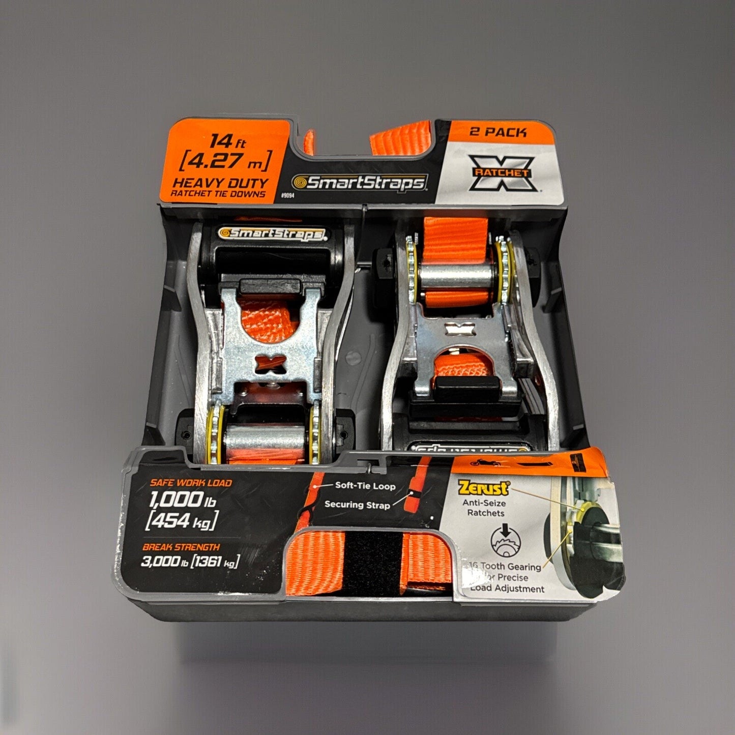 🔥SmartStraps 2 Pk 1-1/4 " in x 14’ 1000LB Ratchet Tie Down Straps BNWT🔥