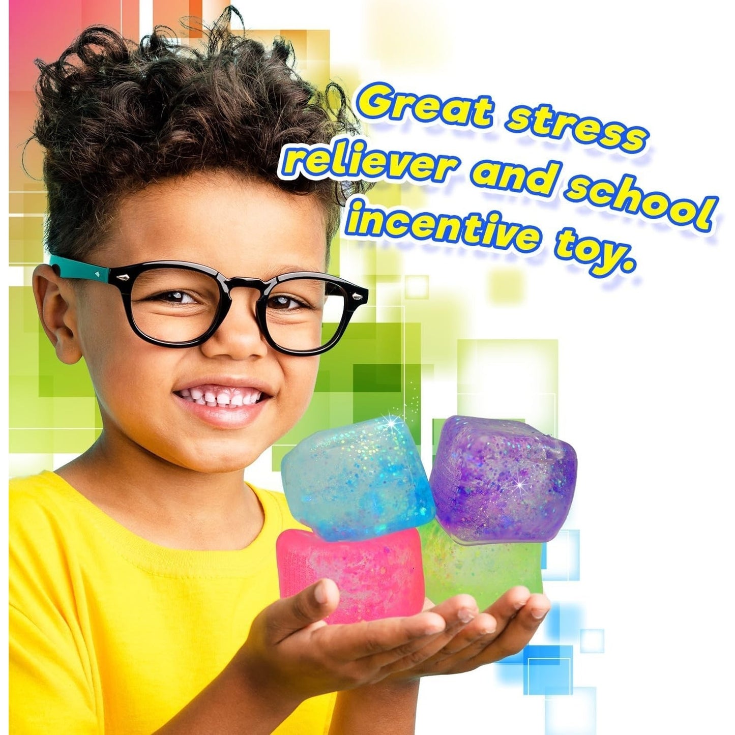 🔥Irresquishtible! Kool Kube Squishy Viral Glitter Cube Fidget Toy BNWT🔥