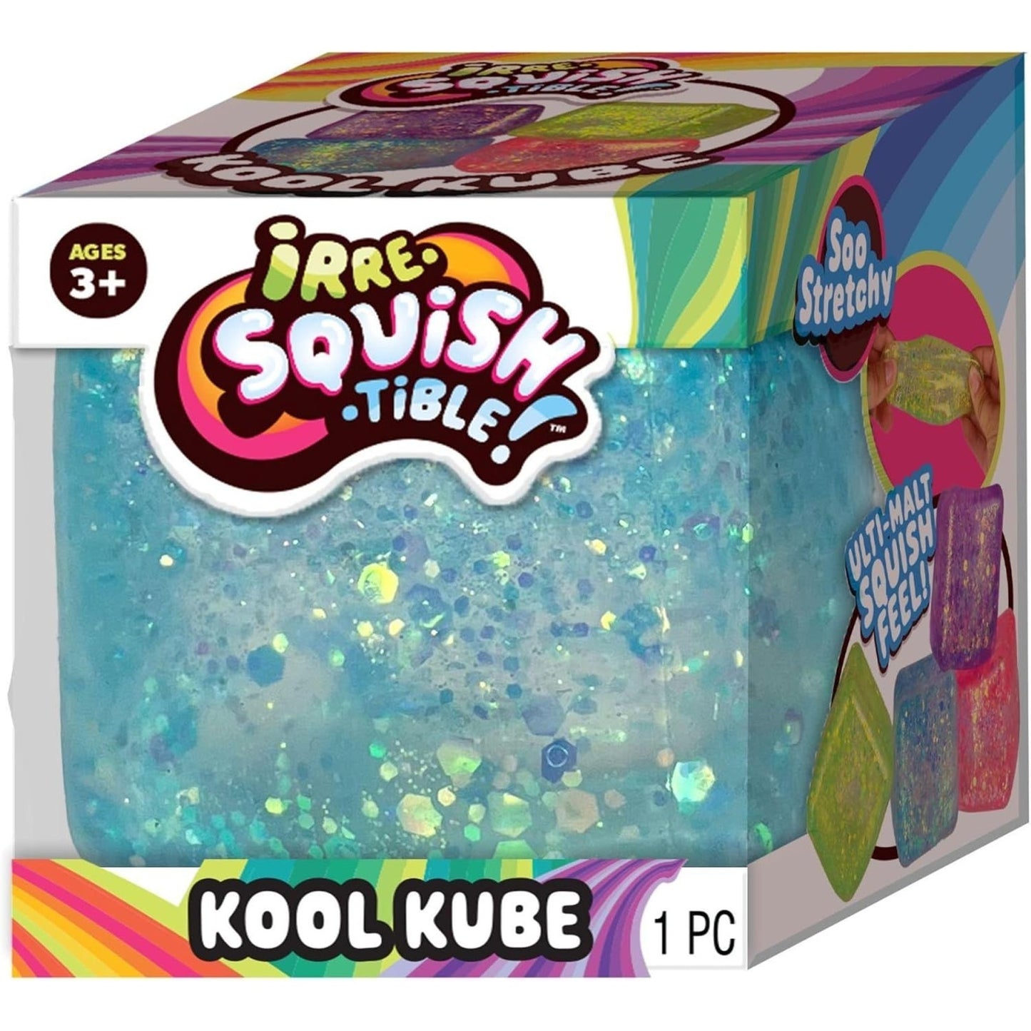 🔥Irresquishtible! Kool Kube Squishy Viral Glitter Cube Fidget Toy BNWT🔥