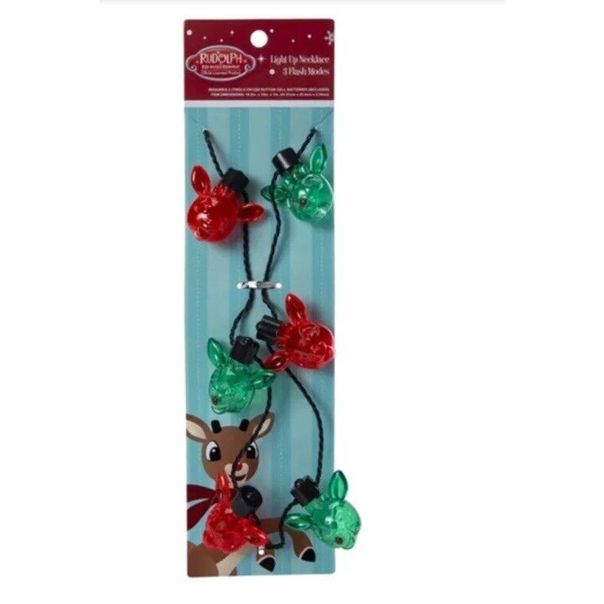 🔥Rudolph the Red-Nosed Reindeer Light Up Necklace Christmas Lights BNWT🔥