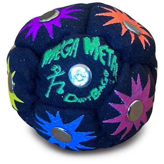 🔥World Footbag DirtBag Mega Metal Hacky Sack BLACK/RAINBOW BNWT🔥