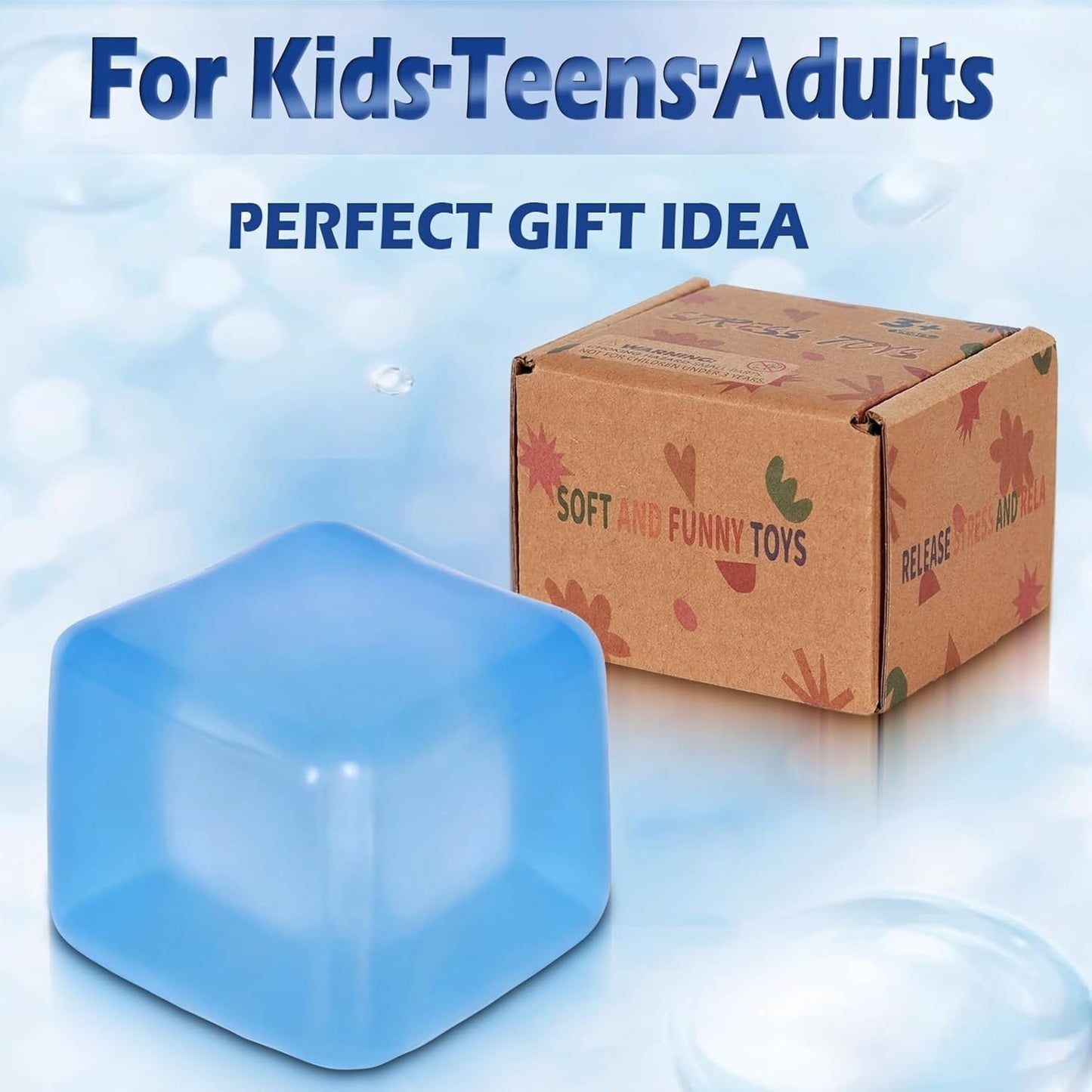 🔥Large Squishy Stress Cube for Adults Fidget Toy Blue BNWT🔥