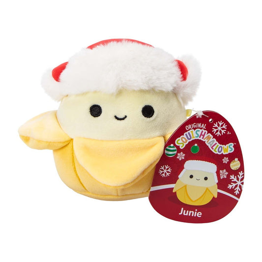 🔥HTF 4.5" SQUISHMALLOWS CHRISTMAS 2025 JUNIE THE BANANA WITH TRAPPER HAT NWT🔥