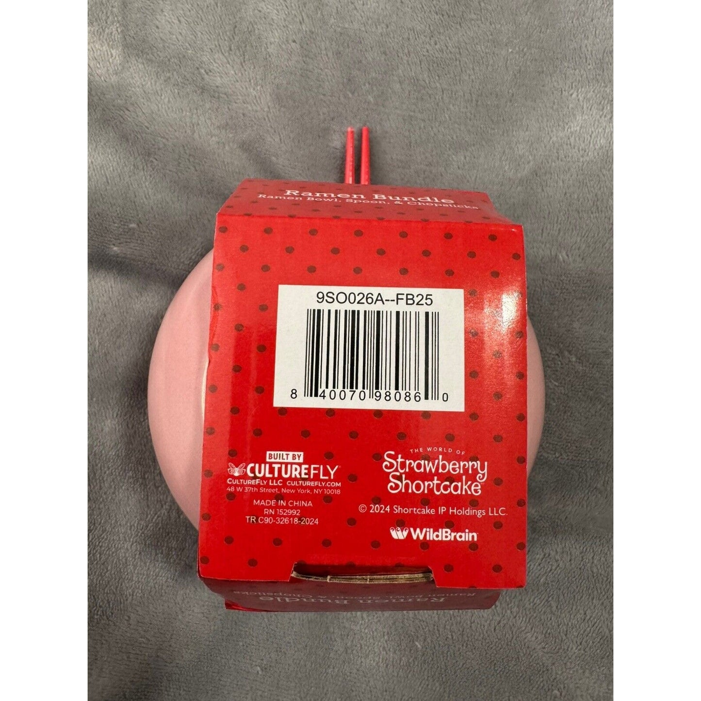 🔥Strawberry Shortcake Pink Ramen Noodle Bowl with a Spoon and Chopsticks BNWT🔥