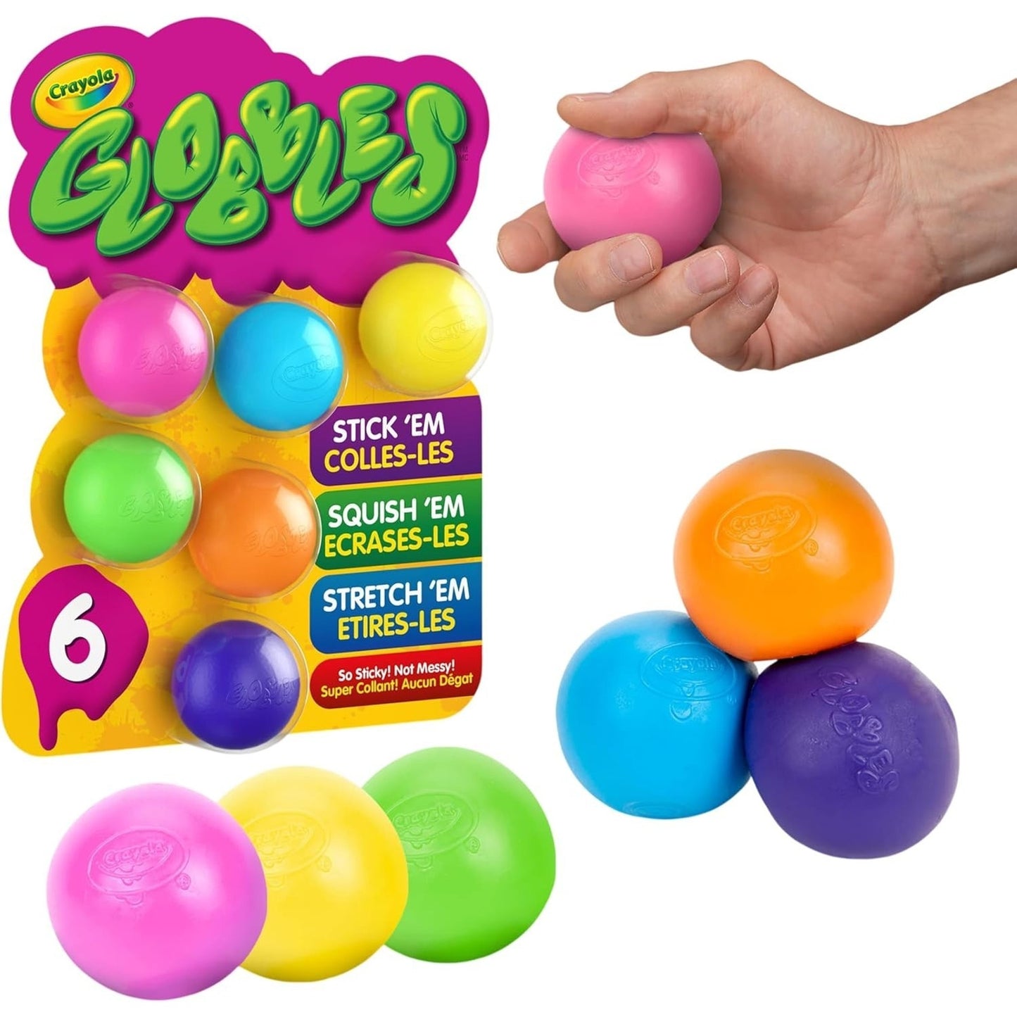 🔥Globbles Fidget Toy 6 Count Crayola Sticky Ball BNWT🔥