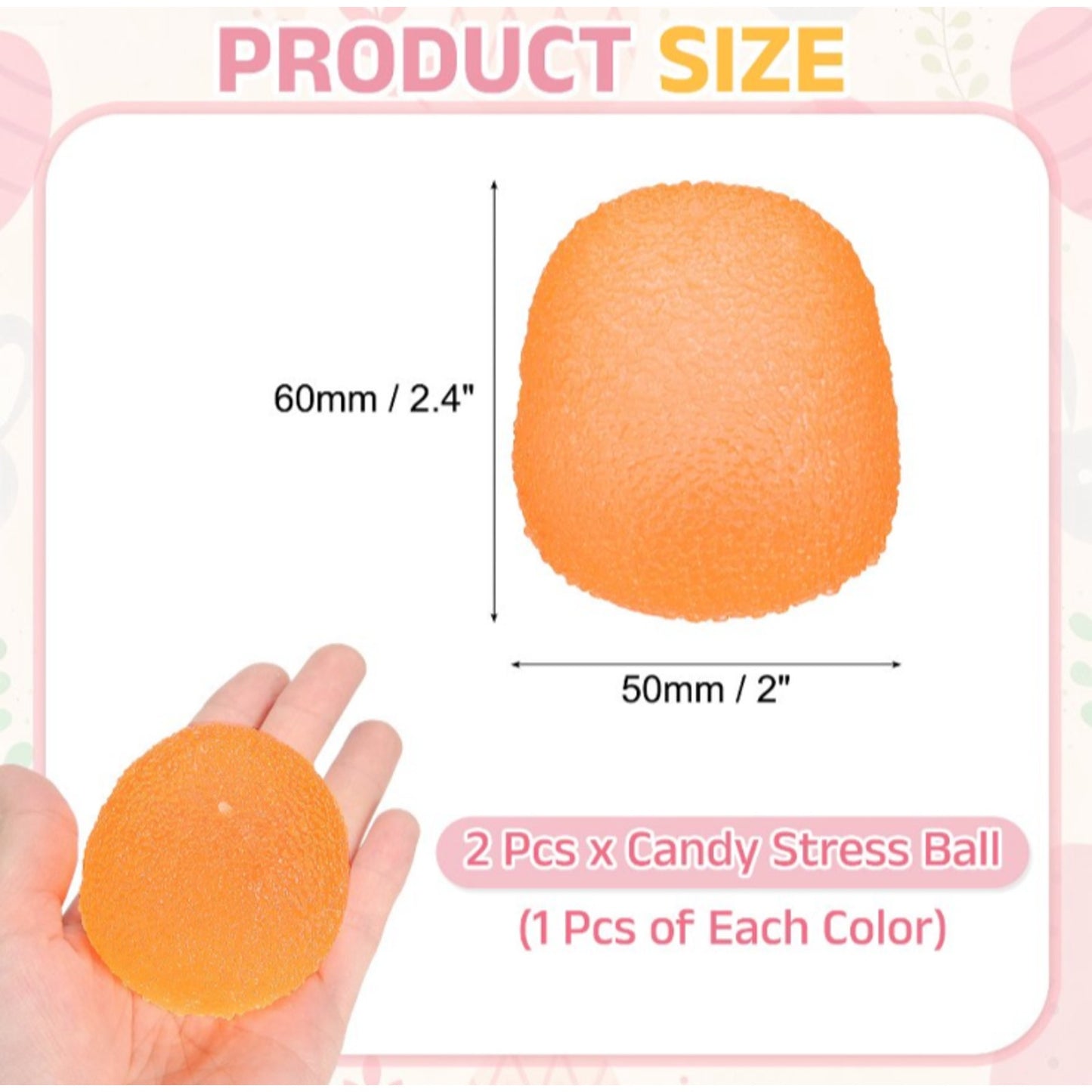 🔥Squishy Viral Gumdrop Candy Textured 2” Sugar Ball Purple/Orange 2 Pack BNWT🔥