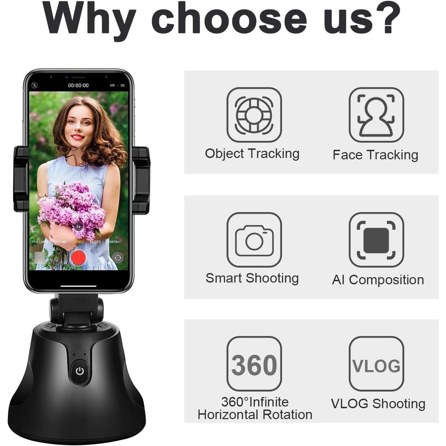 🔥360 Auto Face Tracking Phone HolderSmart Al Camera Mount Gimbal BNWT🔥