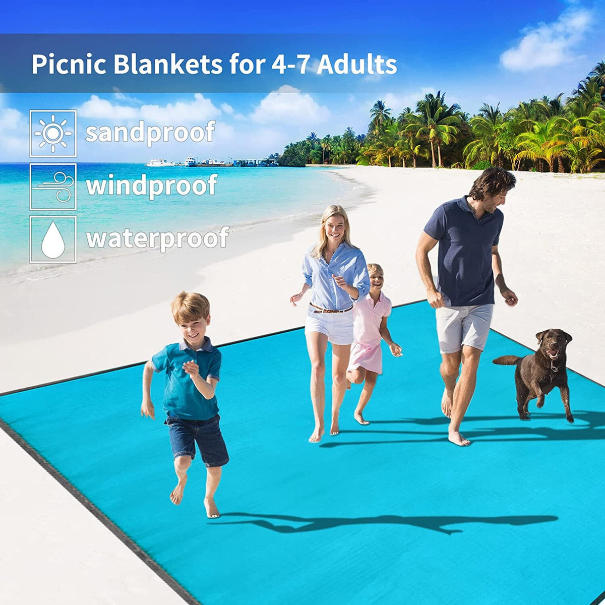 🔥Beach Blanket 83”x79” Sandproof Beach Mat, Waterproof Sand Free Picnic NWT🔥