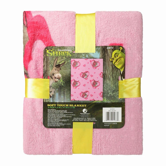 🔥Shrek Big Heart Donkey Pink Travel Blanket 40” X 50” BNWT🔥