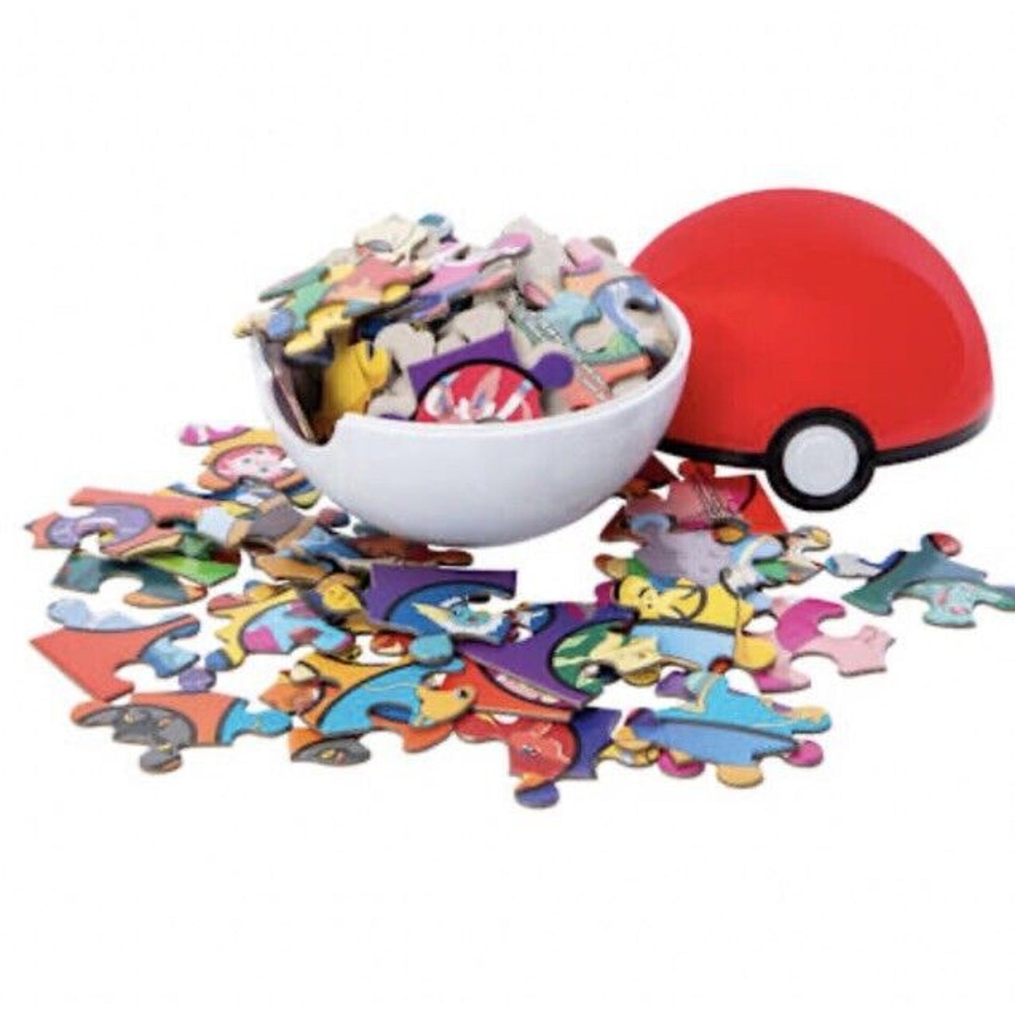 🔥Pokemon 100 Piece Puzzle Pokeball Container Pikachu & Eevee Art By Buffalo🔥