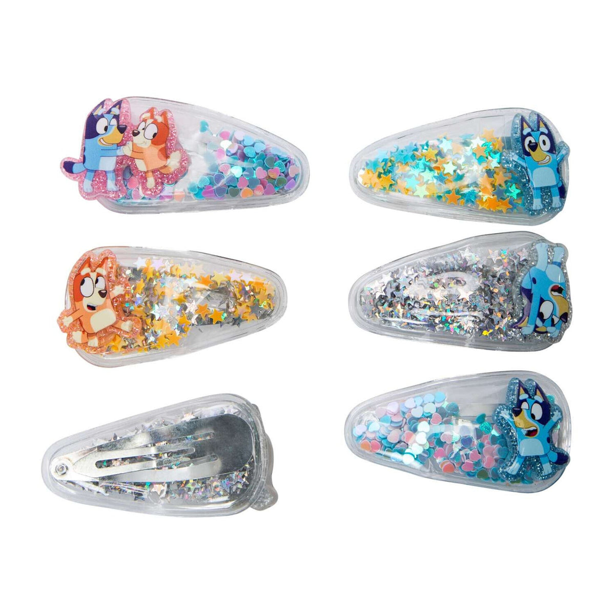 🔥Bluey & Bingo Set of 6 Hair CONFETTI SNAP CLIPS BNWT💥