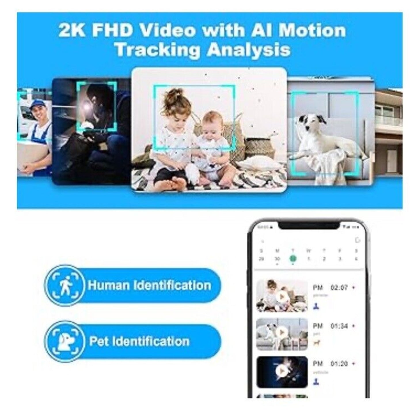 🔥2K Indoor Camera 5/2.4 GHz WiFi Pan/Tilt Security with AI Motion Detection🔥