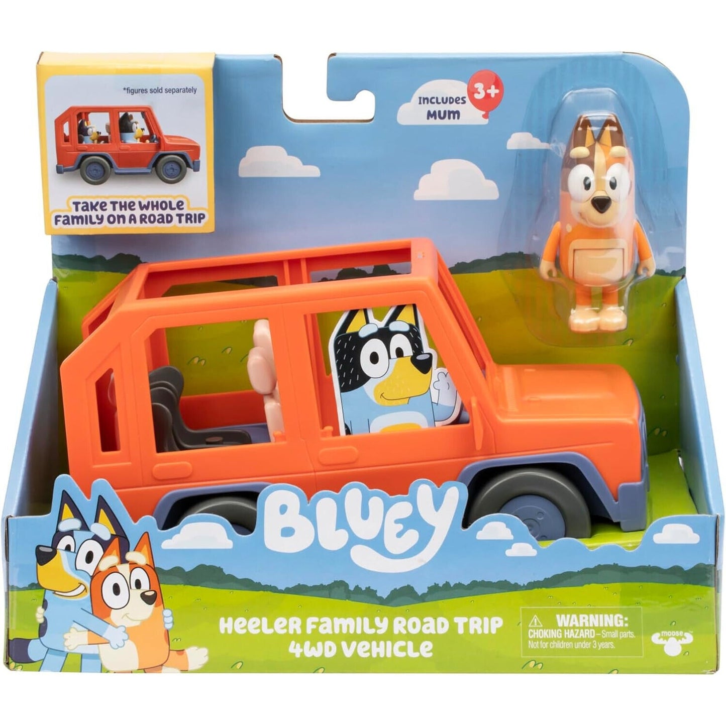 🔥Bluey Heeler Family Road Trip 4WD Car Play Vehicle+ Chilli Fits 4 Bluey BNWT🔥