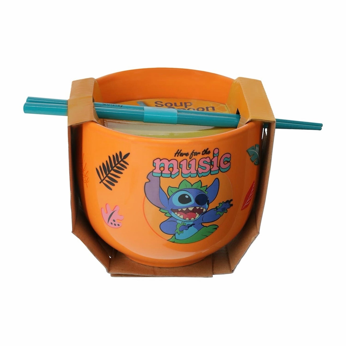 🔥Disney Stitch Ramen Noodle Bowl with Spoon & Chopsticks 16oz Ceramic BNWT🔥