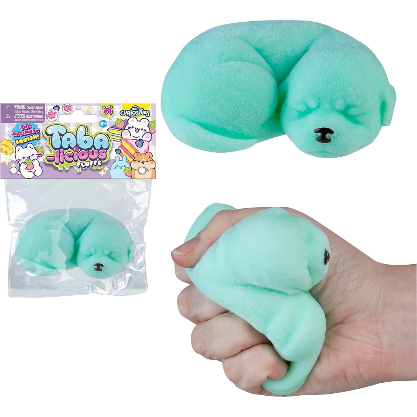 🔥Taba-Licious Curiosities Fluffs Dog Squeeze Squishy Toy Green BNWT🔥