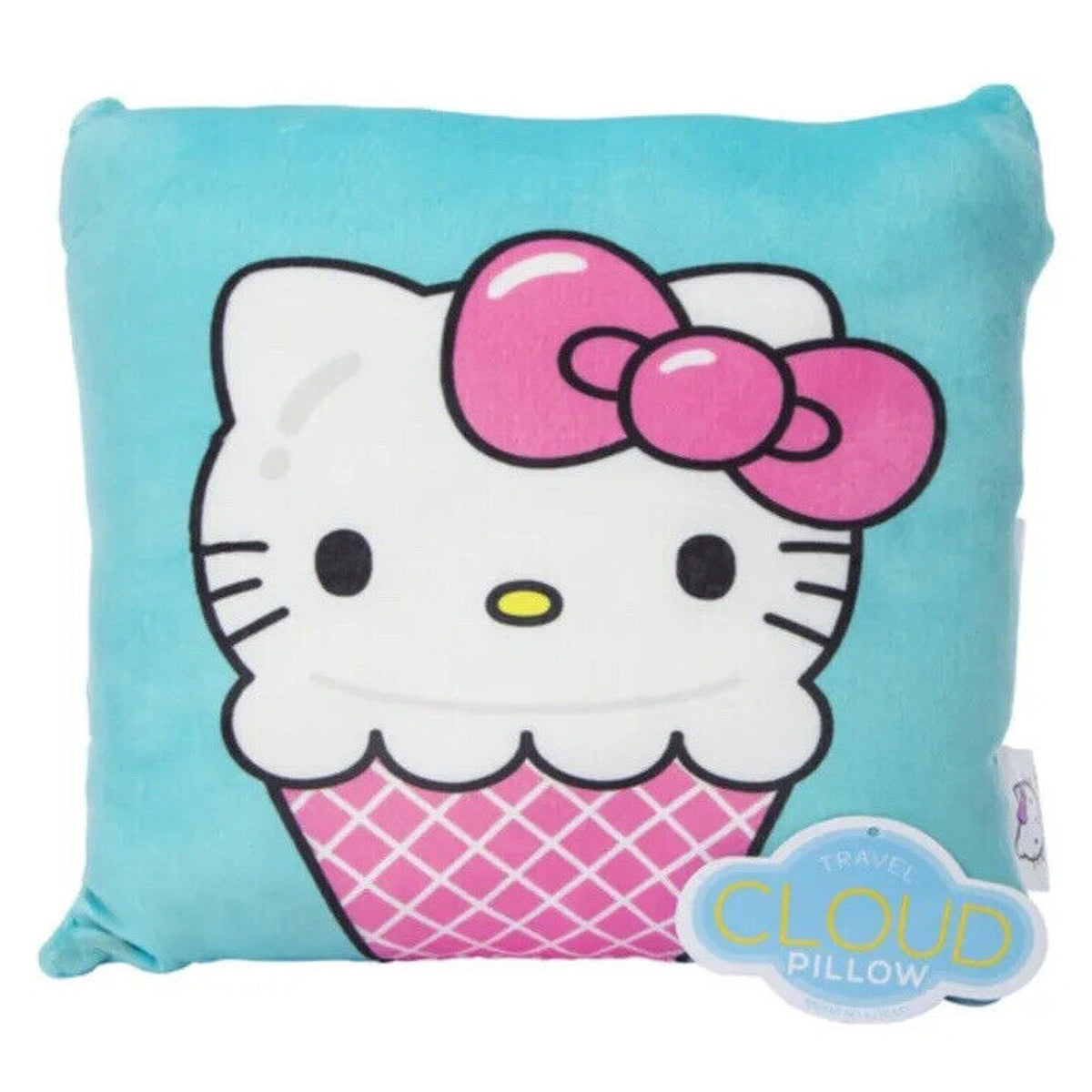 🔥Sanrio Throw Pillow 13in Hello Kitty Comfy Cat Blue Ice Cream Bed BNWT🔥