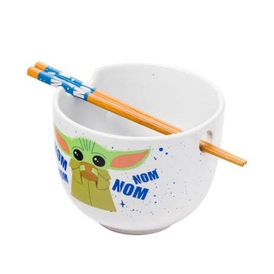 🔥Star Wars Mandalorian the child Ramen Bowl With Chopsticks Grogu Baby Yoda🔥