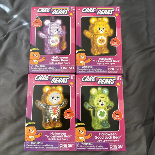 🔥Care Bears Halloween Light Up Block Figures-full Set of 4 2025 BNWT🔥