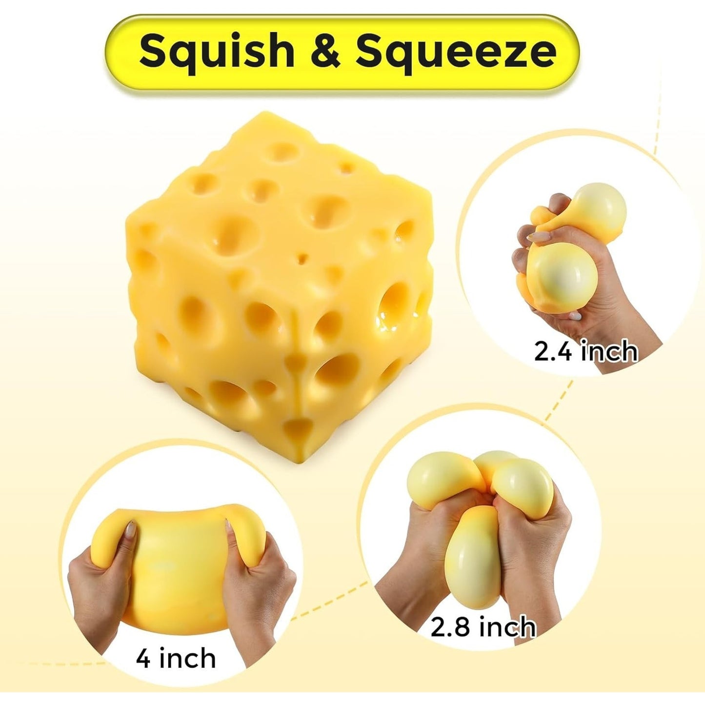 🔥Cheese Squishy Cube Block Squishy Fidget Toy BNWT🔥