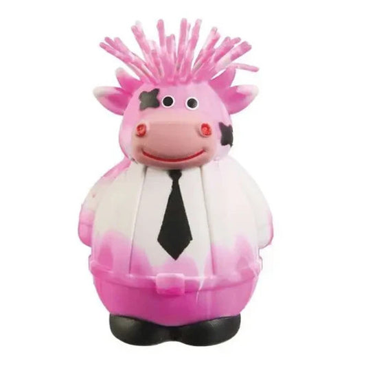 🔥Ja-Ru Irre-Squish-Tible! 4" Corporate Cow Squeeze Toy PINK/WHITE BNWT🔥
