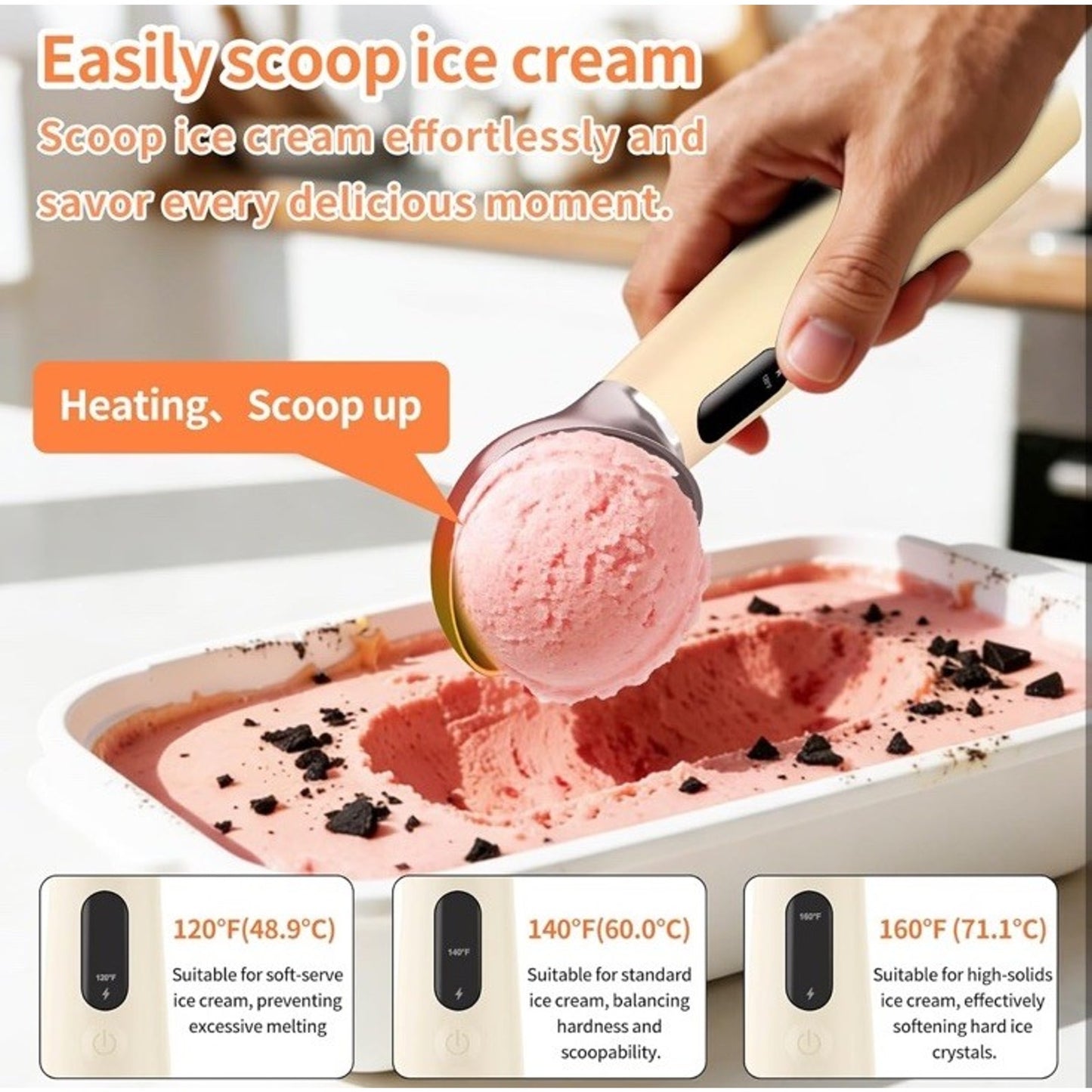 🔥Heated Ice Cream Scoop Recharge Electric Warming 3-Level Temp Control NWT🔥