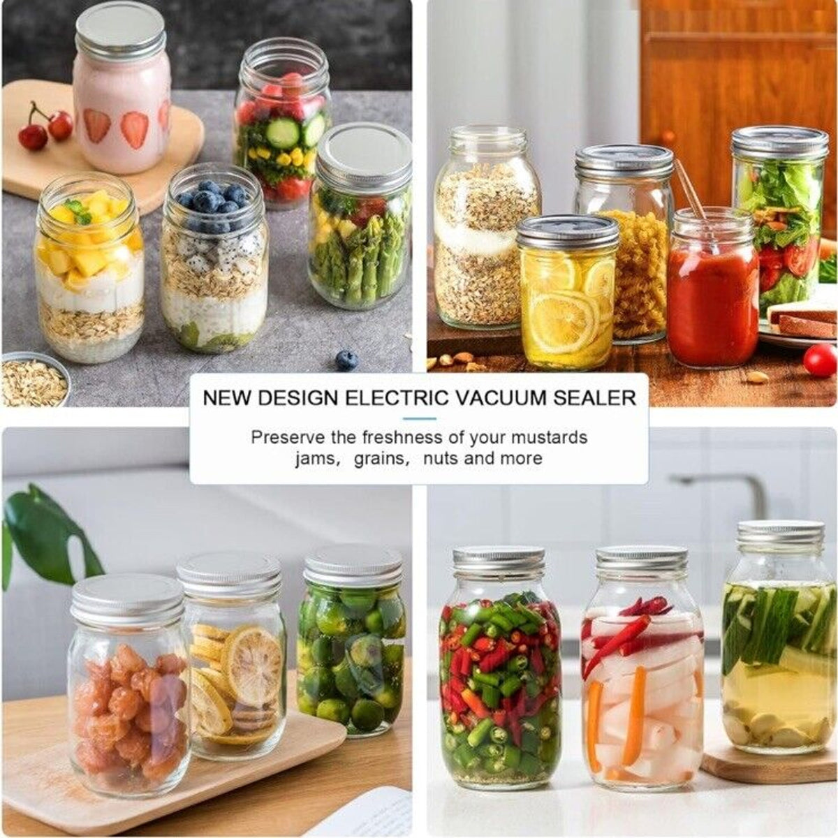 🔥Electric Mason Jar Vacuum Sealer Kit For Wide & Regular Mouth Mason Jars NWT🔥